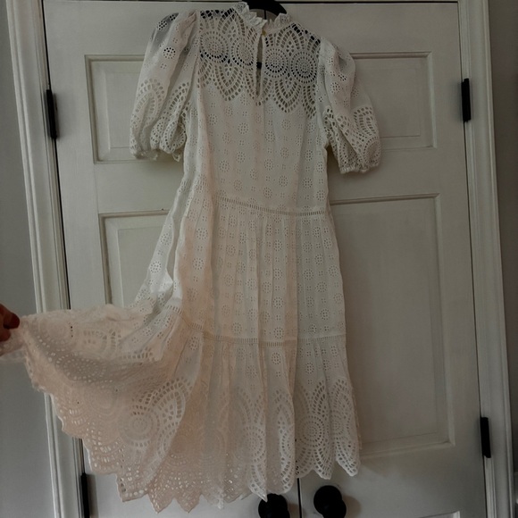 Ulla Johnson Simone Puff Sleeve‎ Eyelet Shift Dress Size 2 White Bridal Lace - Picture 13 of 16